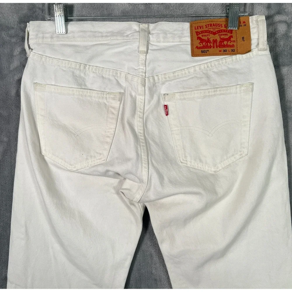 Levis 501 White Jeans Mens 30x32 Straight Original Fit Denim Button Fly